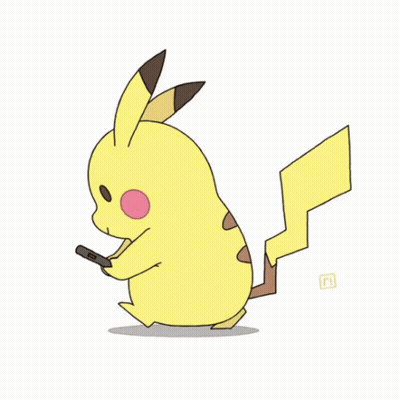 Cartoon Pikachu Holding Cell Phone GIF