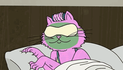Cartoon Pink Cat Making Biscuits GIF