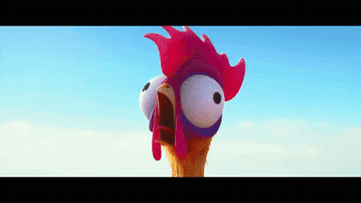Cartoon Pink Feathered Chicken With Big Eyes GIF