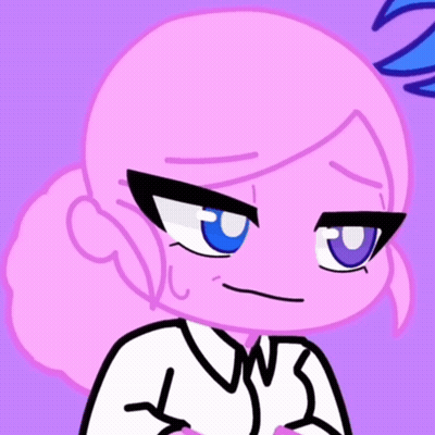 Cartoon Pink Hair Blue Eyes Making Funny Face GIF