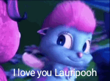 Cartoon Pink-Haired Cat Talking To Purple Cat GIF