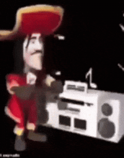 Cartoon Pirate Holding Boombox GIF