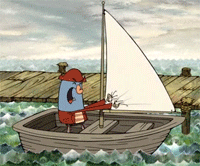 Cartoon Pirate Sailing Angrily