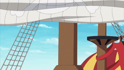 Cartoon Pirate Ship With Steering Wheel GIF