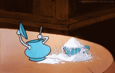 Cartoon Pitcher And Cup Of Sugar With Sweet GIF