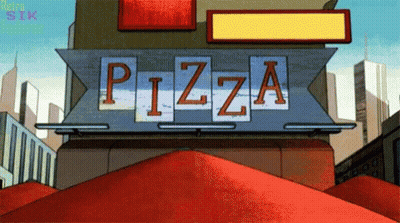 Cartoon Pizza Restaurant With City Background