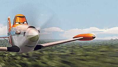 Cartoon Plane Flying Over Grass GIF