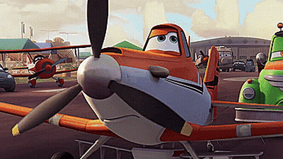 Cartoon Plane Sitting On Runway GIF