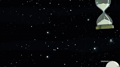 Cartoon Planet And Swirl With Text Dawn GIF