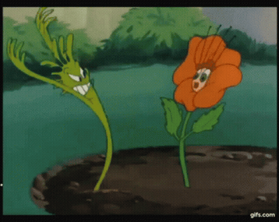 Cartoon Plant And Flower With Faces GIF