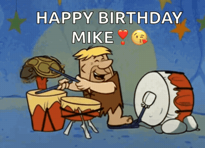 Cartoon Playing Drums Happy Birthday Mike GIF
