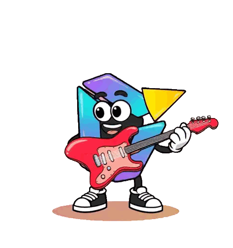 Cartoon Playing Guitar With Party Hats Sticker