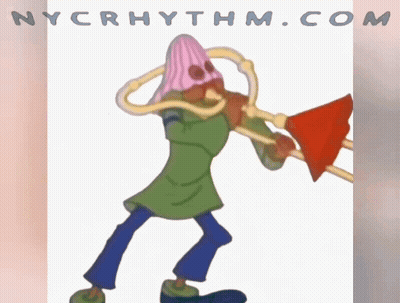 Cartoon Playing Trombone With Nycrhythm.com GIF