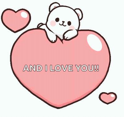 Cartoon Polar Bear On Pink Heart And I Love You GIF