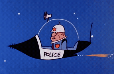 Cartoon Police Officer Flying Through Air GIF