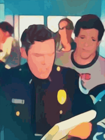 Cartoon Police Officer Looking At Paper GIF