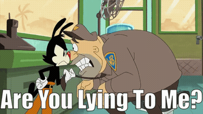 Cartoon Police Officer Saying Are You Lying To Me GIF