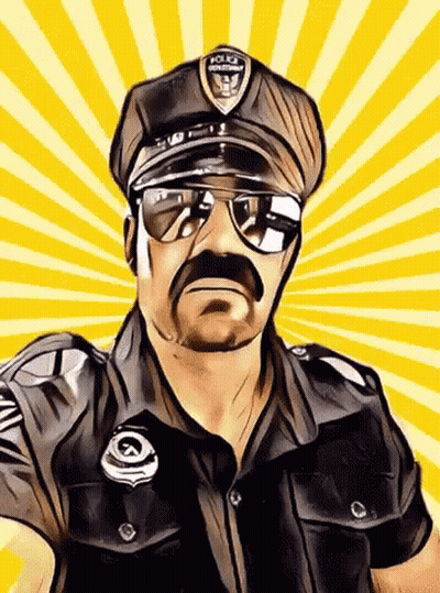 Cartoon Police Officer Wearing Sunglasses GIF