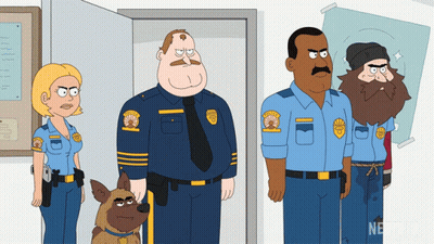 Cartoon Police Officers Standing With Netflix GIF