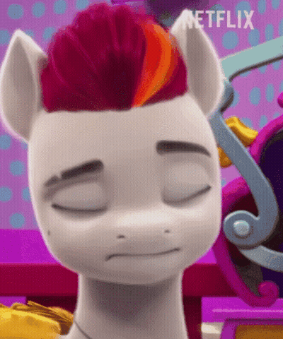 Cartoon Pony Close Up With Eyes Closed GIF
