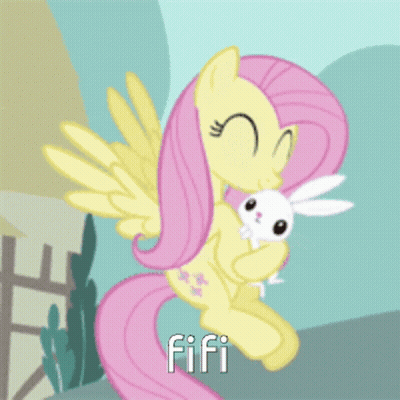 Cartoon Pony Holding White Rabbit Saying Fifi GIF