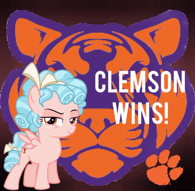 Cartoon Pony In Front Of Clemson Tiger GIF