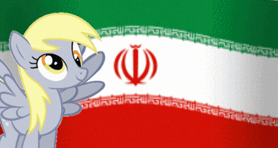 Cartoon Pony In Front Of Flag GIF