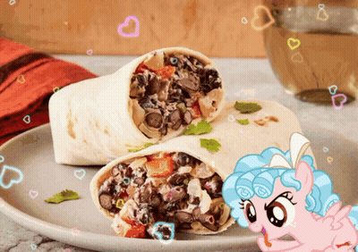 Cartoon Pony Standing Next To Burrito GIF