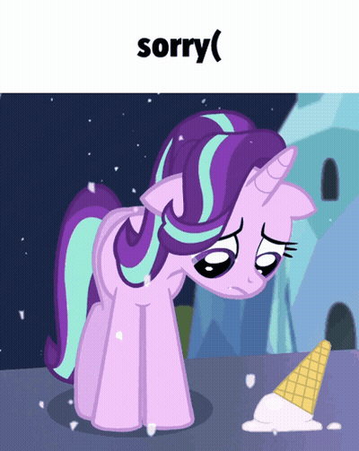 Cartoon Pony Standing Next To Ice Cream Cone Saying Sorry GIF