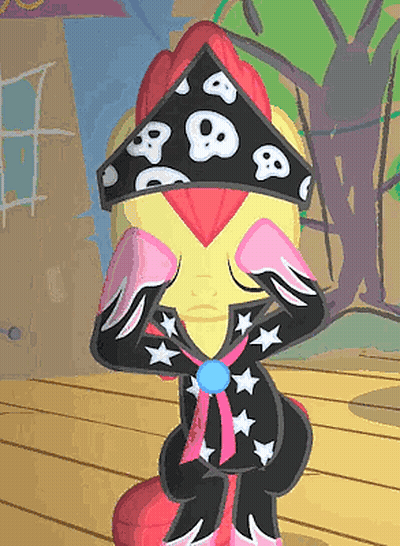 Cartoon Pony Wearing Skull And Crossbones Hat GIF