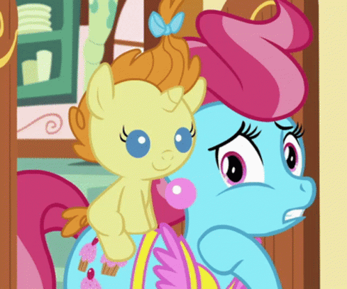 Cartoon Pony With Baby On Back GIF