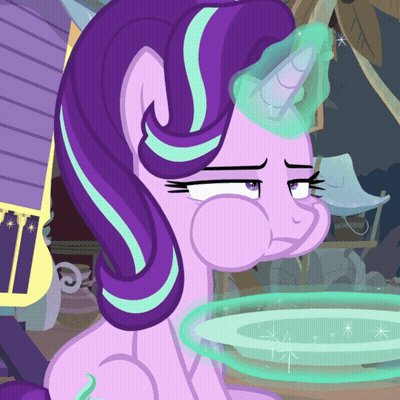 Cartoon Pony With Purple Mane And Blue Horn GIF