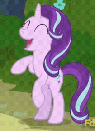 Cartoon Pony With Purple Mane Laughing GIF