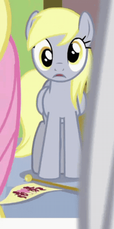 Cartoon Pony With Yellow Mane Next To Banner Saying A GIF
