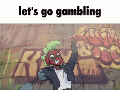 Cartoon Poster Saying Let's Go Gambling GIF