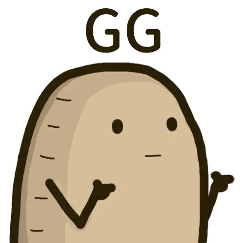 Cartoon Potato With GG Sticker