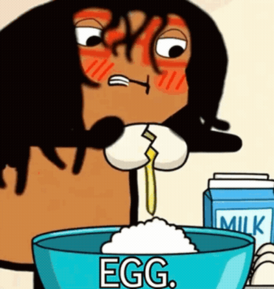 Cartoon Pouring Eggs Into Bowl Labeled Egg GIF