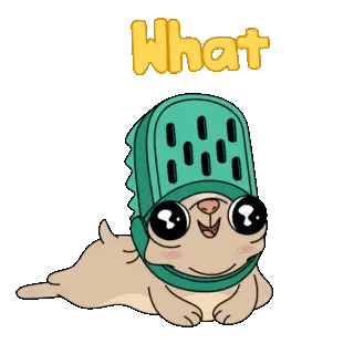 Cartoon Pug Wearing Green Hat Saying What Sticker