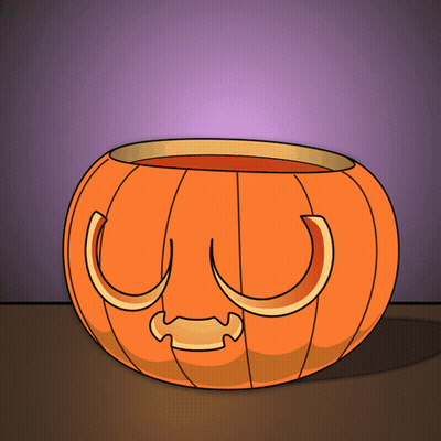 Cartoon Pumpkin With Carved Face