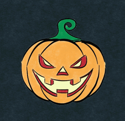 Cartoon Pumpkin With Glowing Face GIF