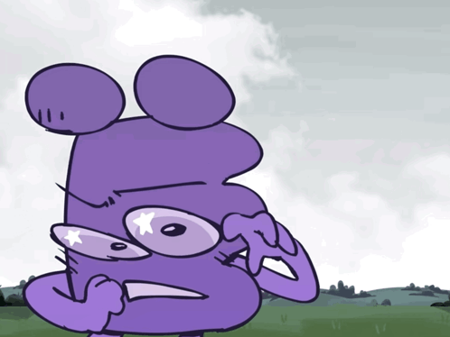 Cartoon Purple Character With Star On Eyes GIF