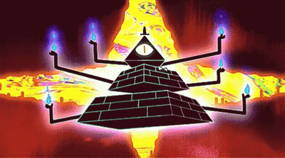 Cartoon Pyramid With Third Eye And Candles GIF