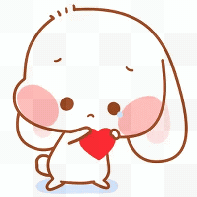 Cartoon Rabbit Crying Holding Red Heart GIF