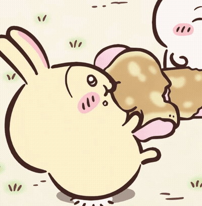Cartoon Rabbit Eating Cake GIF