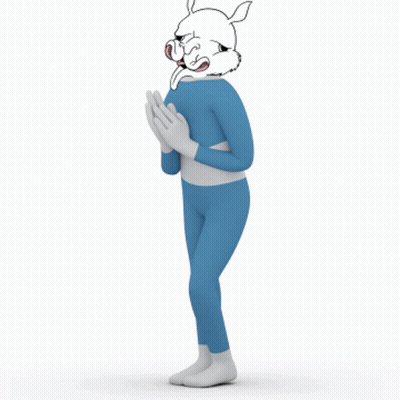 Cartoon Rabbit Head In Blue Pants And White Gloves GIF
