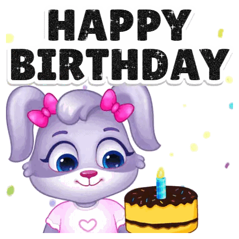 Cartoon Rabbit Holding Cake With Candle Sticker