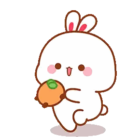 Cartoon Rabbit Holding Carrot In Mouth Sticker