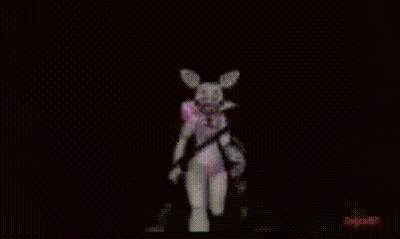 Cartoon Rabbit Holding Coffee In Dark Room GIF