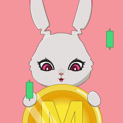 Cartoon Rabbit Holding Gold Coin With Letter M GIF