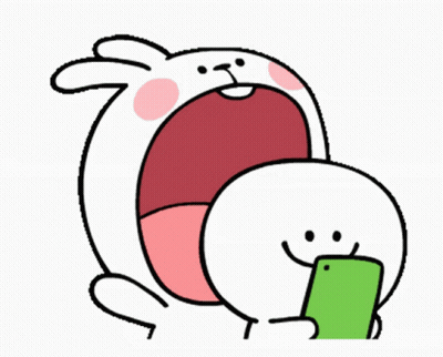 Cartoon Rabbit Holding Green Cell Phone In Mouth GIF